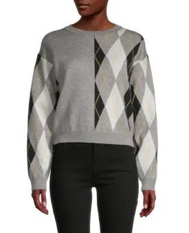 Argyle Dropped Shoulder Sweater