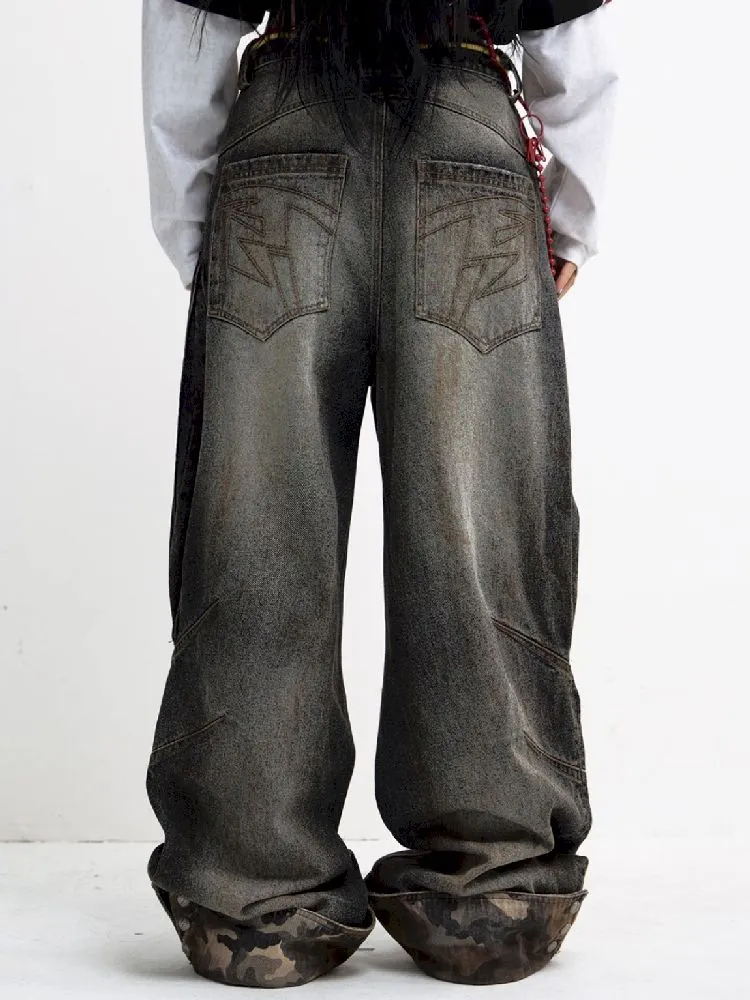 Camouflage Patchwork Straight Jeans【s0000010447】