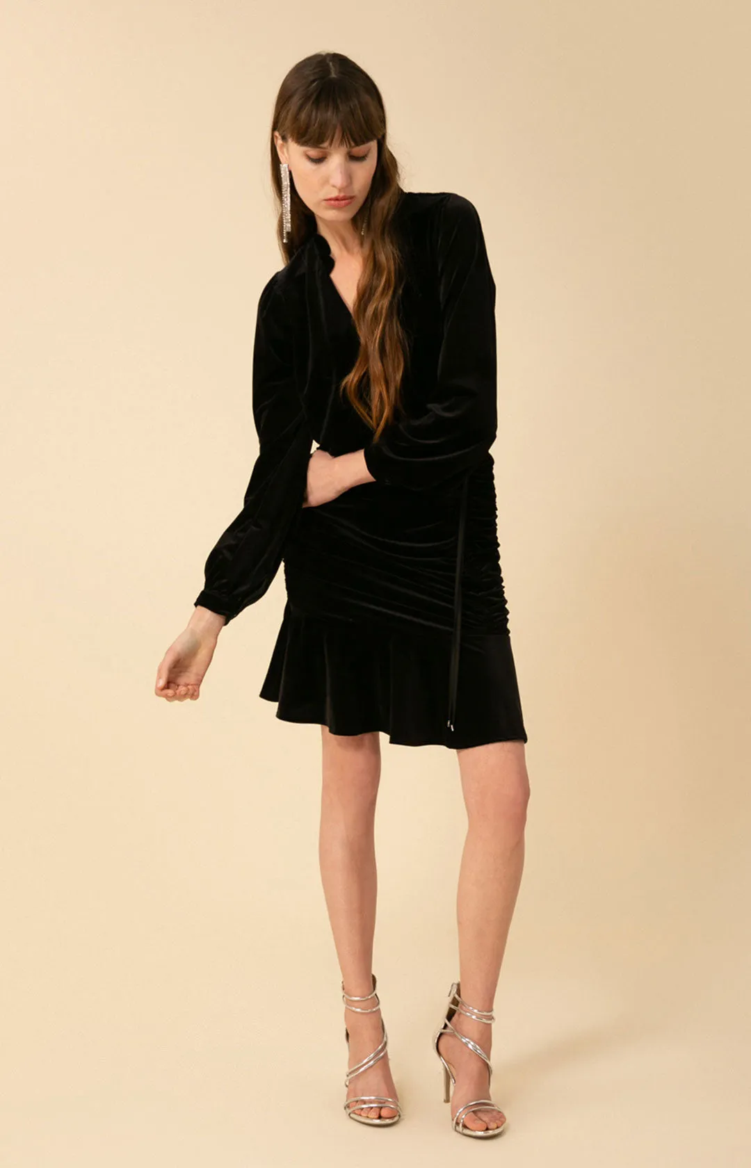 Manon Shirred Velvet Dress