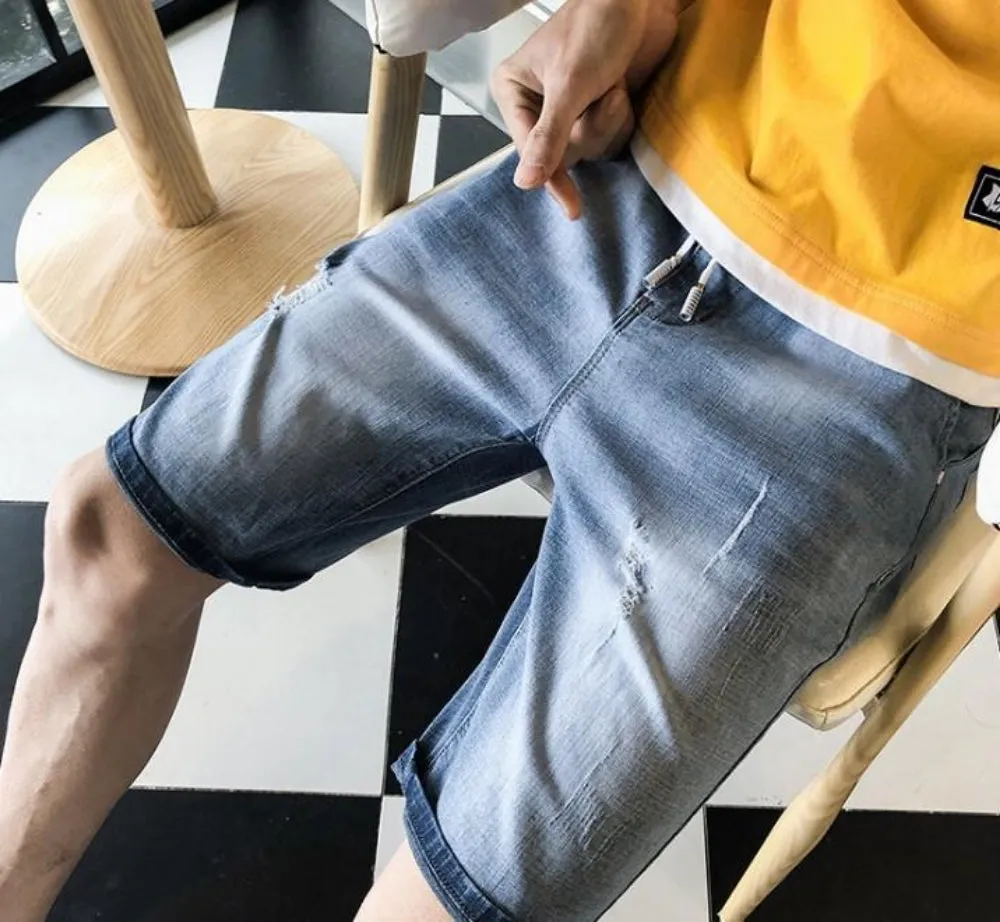 Mens Casual Knee Length Denim Shorts